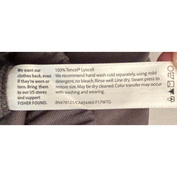 EILEEN FISHER Gray Woven Tencel Grain Pants Large Tapered Ankle Leg Classic Work - Picture 13 of 16